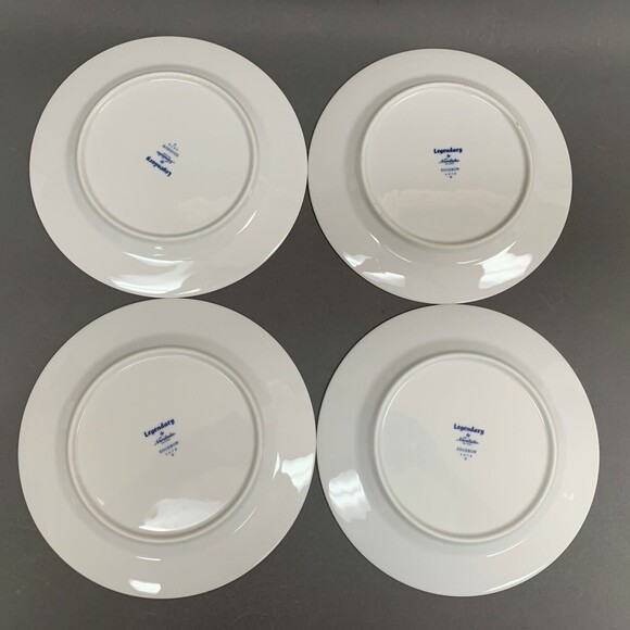 Noritake Legendary Edgerow Salad Plates Blue White Gold Trim 4078 Lot of 4 - Picture 7 of 9